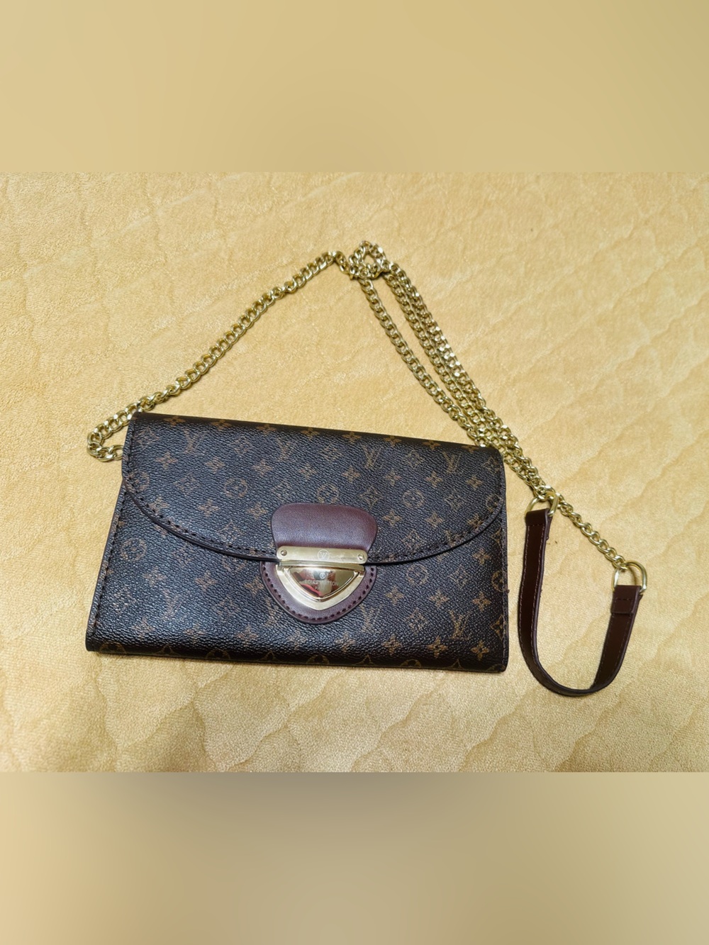 Brown Monogram Chain Strap Crossbody Bag